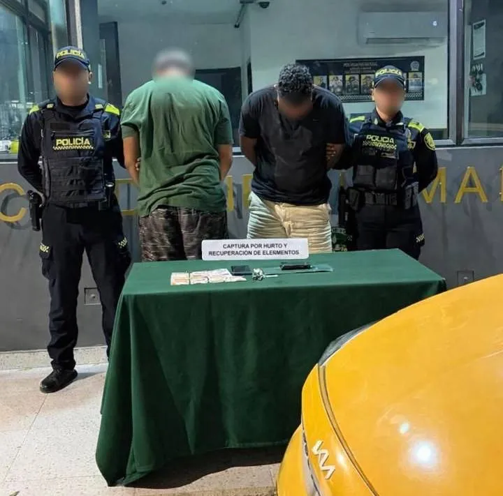 Capturan a hombre y aprehenden a menor por hurto a taxista en Cartagena