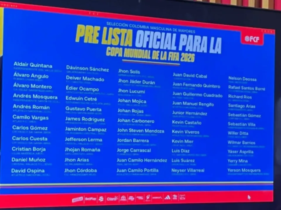 Lista la Prelista de Colombia al Mundial de Fútbol 2026
