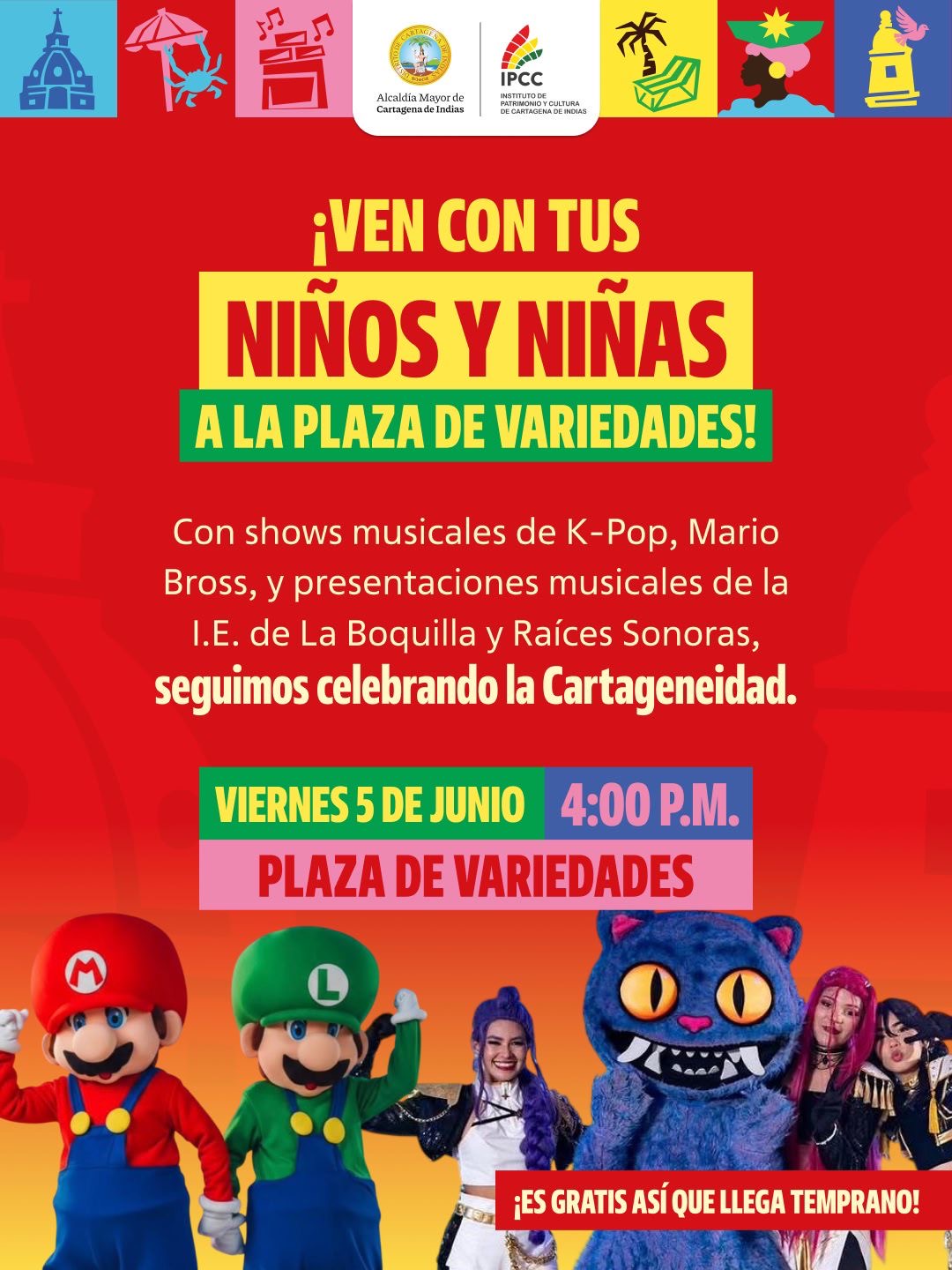 La celebración de los 493 años de Cartagena continúa para los niños con el Corredor de la Diversión