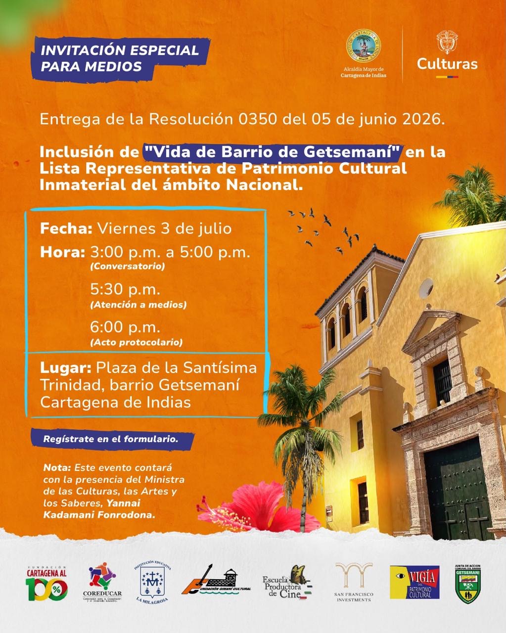 Getsemaní celebrará la inclusión de su “Vida de Barrio” en la Lista Representativa de Patrimonio Cultural Inmaterial