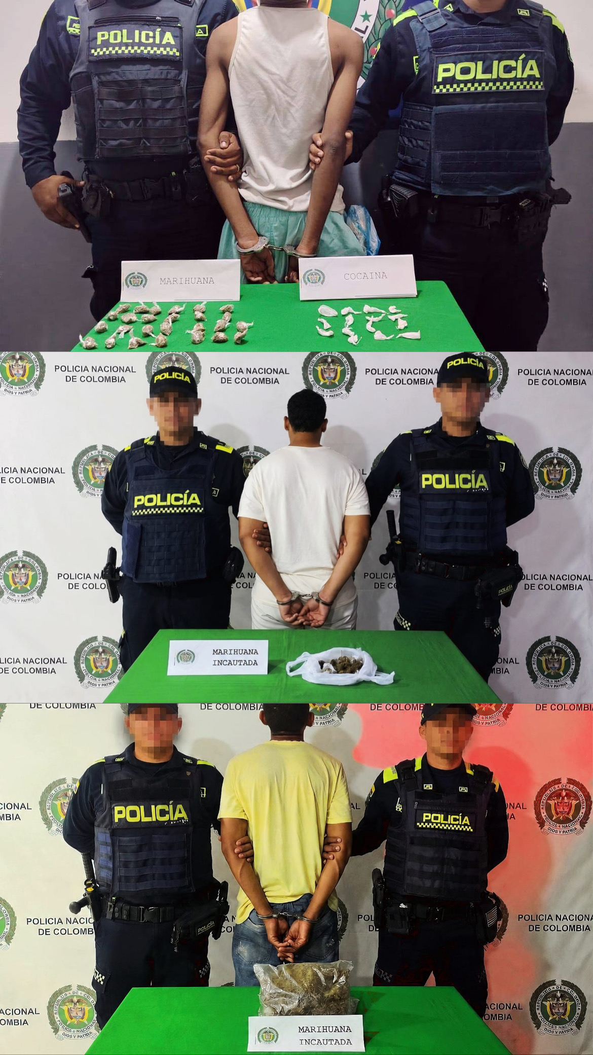 Capturan a tres presuntos expendedores de droga y decomisan más de 700 dosis de alucinógenos en Cartagena