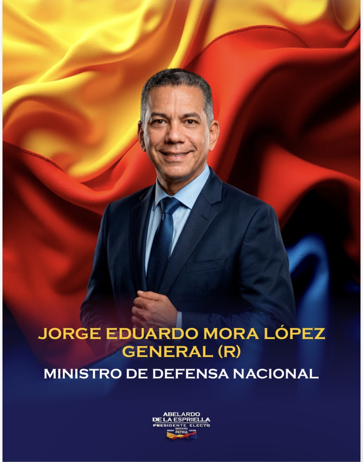 Jorge Eduardo Mora López será el ministro de Defensa del Gobierno de la Patria Milagro