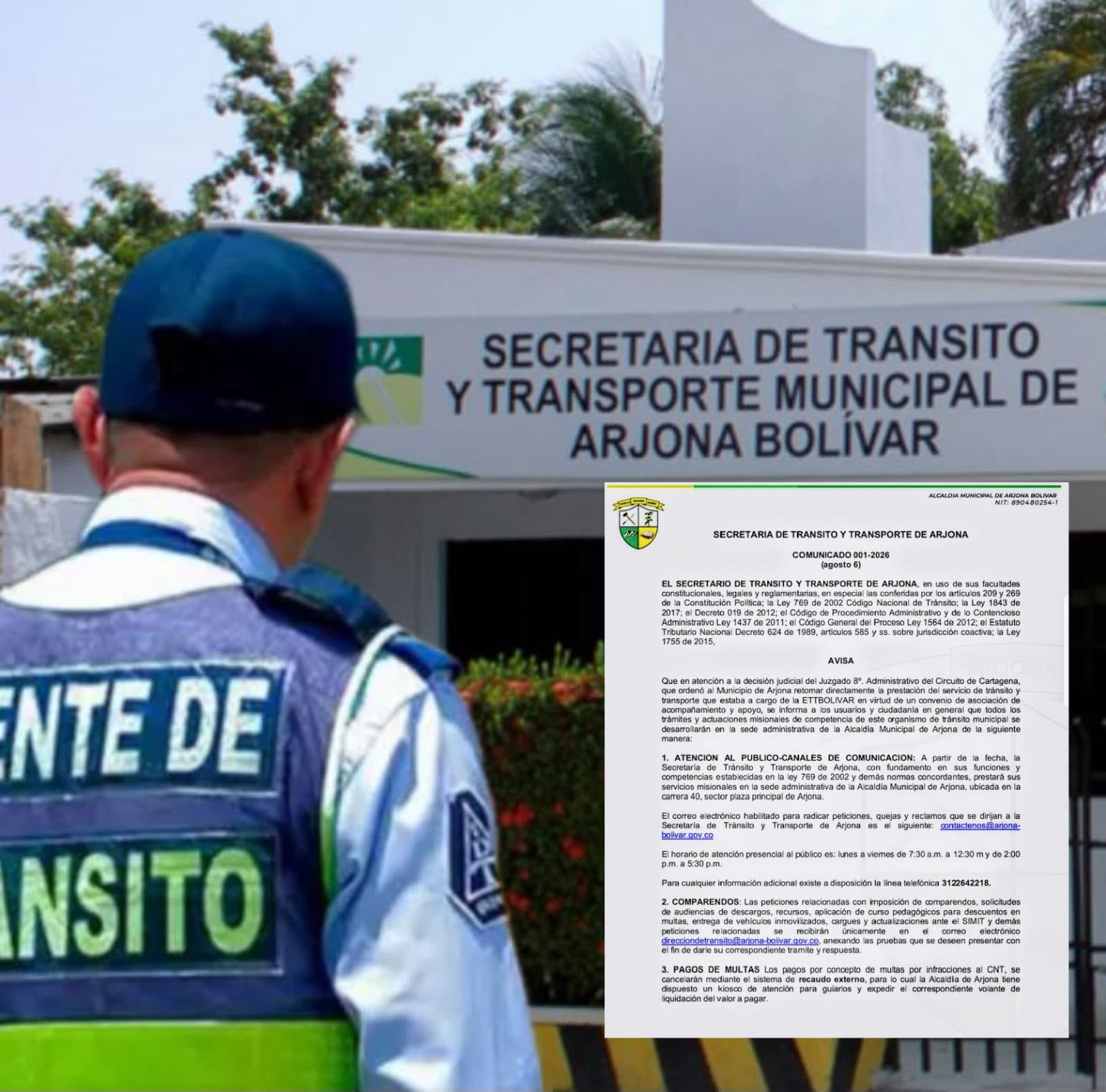 Fallo judicial ordenó al municipio de Arjona reasumir servicio de tránsito y transporte