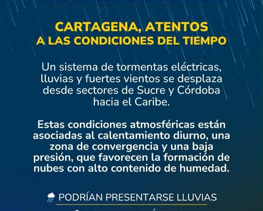Cartagena se mantiene atenta ante posible llegada de lluvias y tormentas
