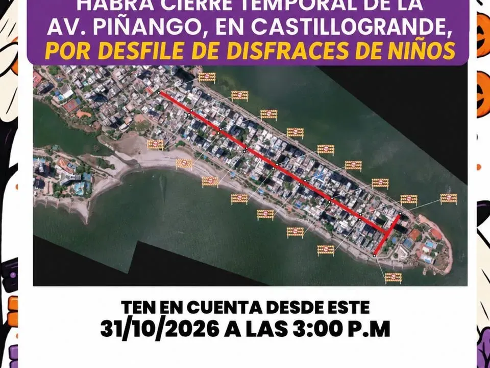 DATT anuncia cierres viales en Castillogrande por celebración del Día de los Niños