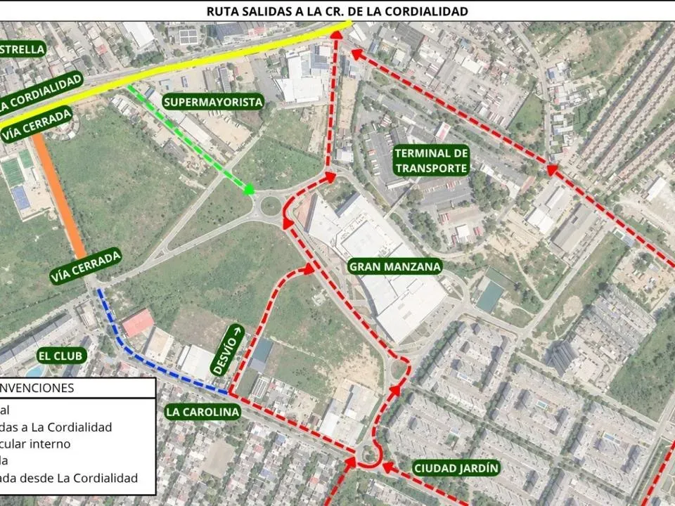 Anuncian cierres viales en La Cordialidad y La Carolina por obras del intercambiador