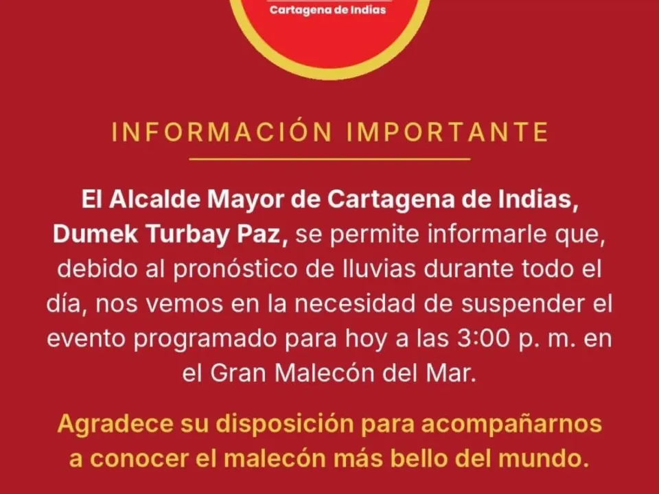 Lluvias obligan a posponer la apertura del Gran Malecón del Mar en Cartagena